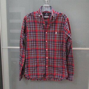 Psycho Bunny Shirt Mens XS Plaid Single Needle Cotton Button Up